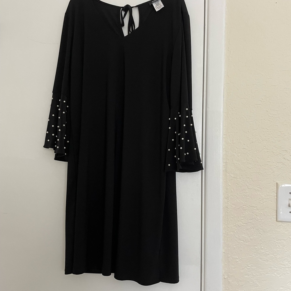 MSK Elegant Black Dress with Beaded Sleeves